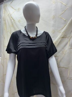 GAP Black Satin Pleated Front Top
